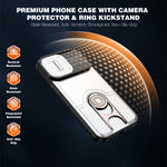 For iPhone 15 Pro Case with Slide Camera Cover Kickstand PC + TPU Protective Phone Shell