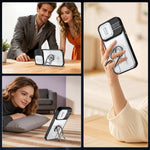 For iPhone 14 Pro Case with Slide Camera Cover Kickstand PC + TPU Protective Phone Shell