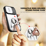For iPhone 14 Pro Case with Slide Camera Cover Kickstand PC + TPU Protective Phone Shell