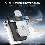 For iPhone 14 Pro Case with Slide Camera Cover Kickstand PC + TPU Protective Phone Shell