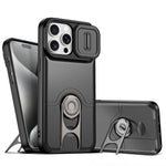 For iPhone 14 Pro Case with Slide Camera Cover Kickstand PC + TPU Protective Phone Shell