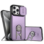 For iPhone 14 Pro Case with Slide Camera Cover Kickstand PC + TPU Protective Phone Shell