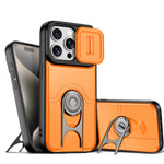 For iPhone 14 Pro Case with Slide Camera Cover Kickstand PC + TPU Protective Phone Shell