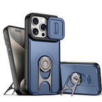 For iPhone 14 Pro Case with Slide Camera Cover Kickstand PC + TPU Protective Phone Shell