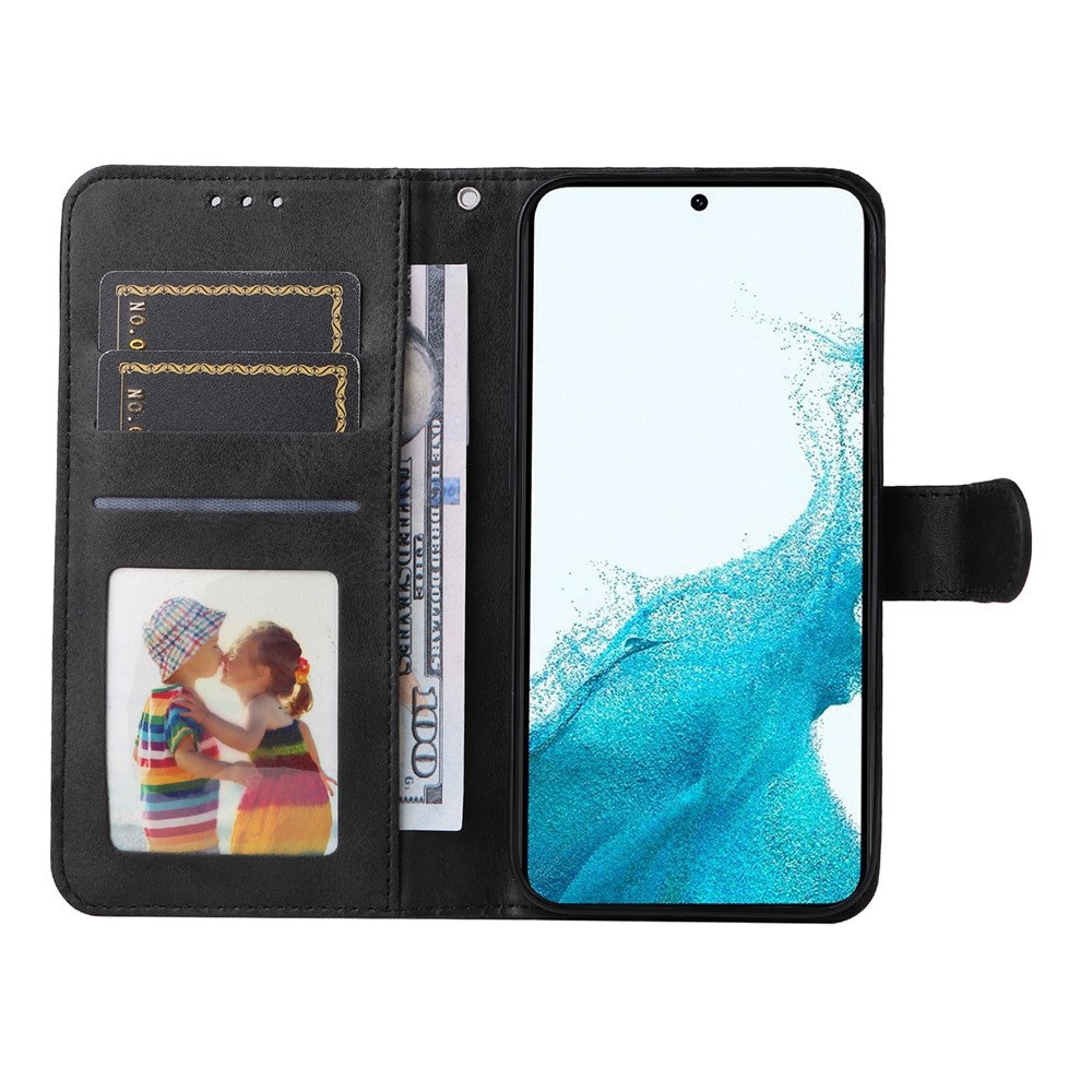 Til Samsung Galaxy A54 5G PU-læderpung, stødsikkert telefoncover, ridsefast klassisk kalvetekstur-telefonstativcover med håndledsrem