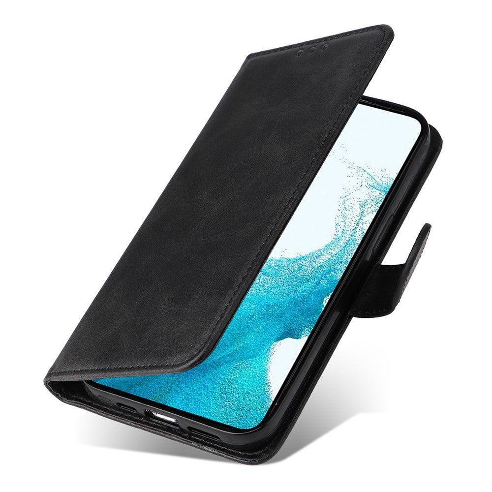 Til Samsung Galaxy A54 5G PU-læderpung, stødsikkert telefoncover, ridsefast klassisk kalvetekstur-telefonstativcover med håndledsrem
