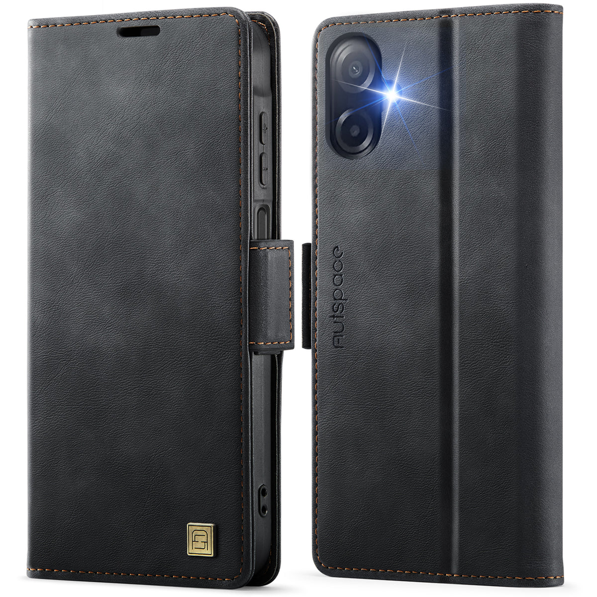 AUTSPACE til Samsung Galaxy A07 4G / Galaxy A06 4G / Galaxy A06 5G / Galaxy A08 5G / Galaxy A08 4G A11 cover RFID-blokerende retro læder mobiltelefonpung-cover