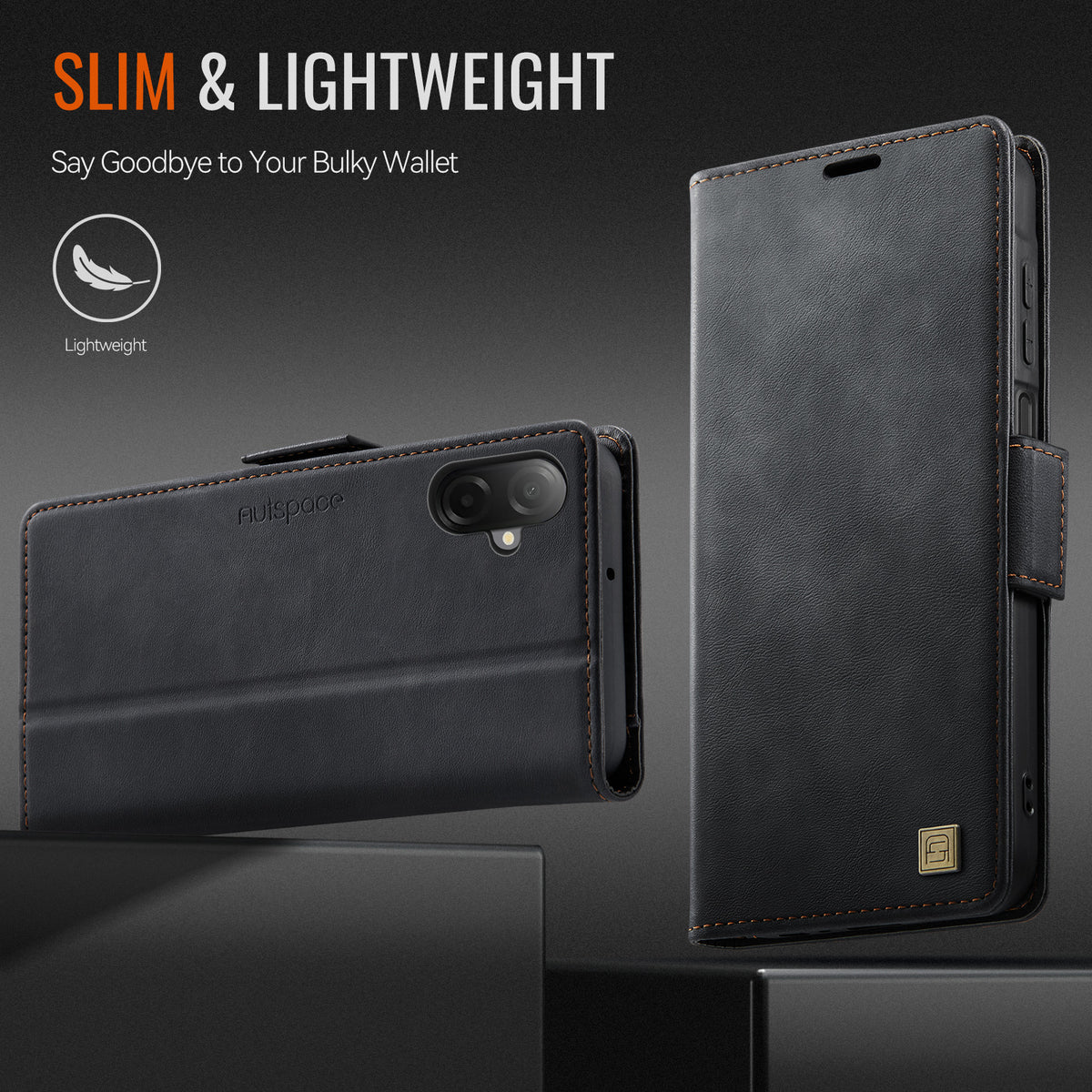 AUTSPACE til Samsung Galaxy A07 4G / Galaxy A06 4G / Galaxy A06 5G / Galaxy A08 5G / Galaxy A08 4G A11 cover RFID-blokerende retro læder mobiltelefonpung-cover