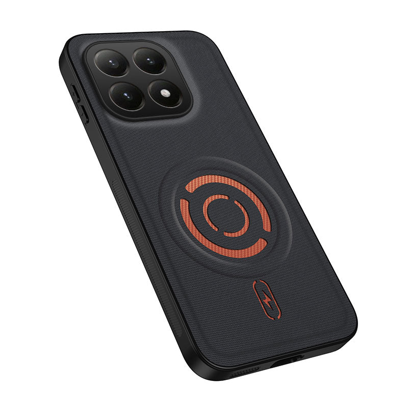 WANLONFENG for Xiaomi 15T KJB Series Magnetic Case Tech Fabric Texture PC+TPU Shockproof Phone Cover