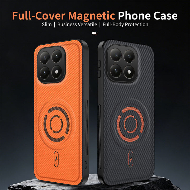 WANLONFENG for Xiaomi 15T KJB Series Magnetic Case Tech Fabric Texture PC+TPU Shockproof Phone Cover