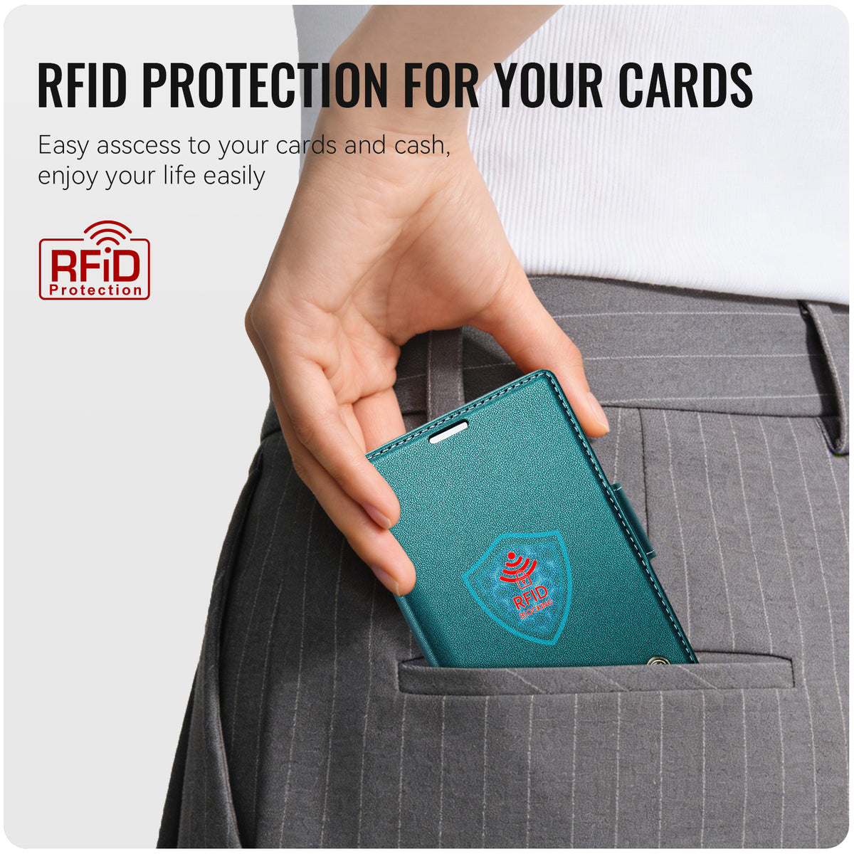 CASEME til Samsung Galaxy Z Fold8 cover 023-serien RFID-blokerende pung stand skinnende Litchi tekstur læder telefoncover