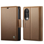 CASEME til Samsung Galaxy Z Fold8 cover 023-serien RFID-blokerende pung stand skinnende Litchi tekstur læder telefoncover