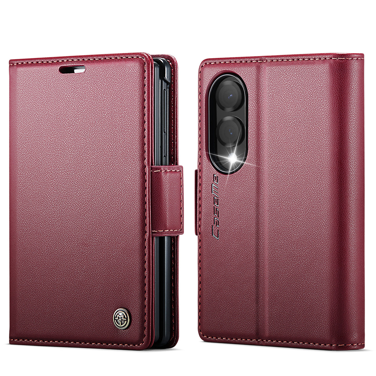 CASEME til Samsung Galaxy Z Fold8 cover 023-serien RFID-blokerende pung stand skinnende Litchi tekstur læder telefoncover