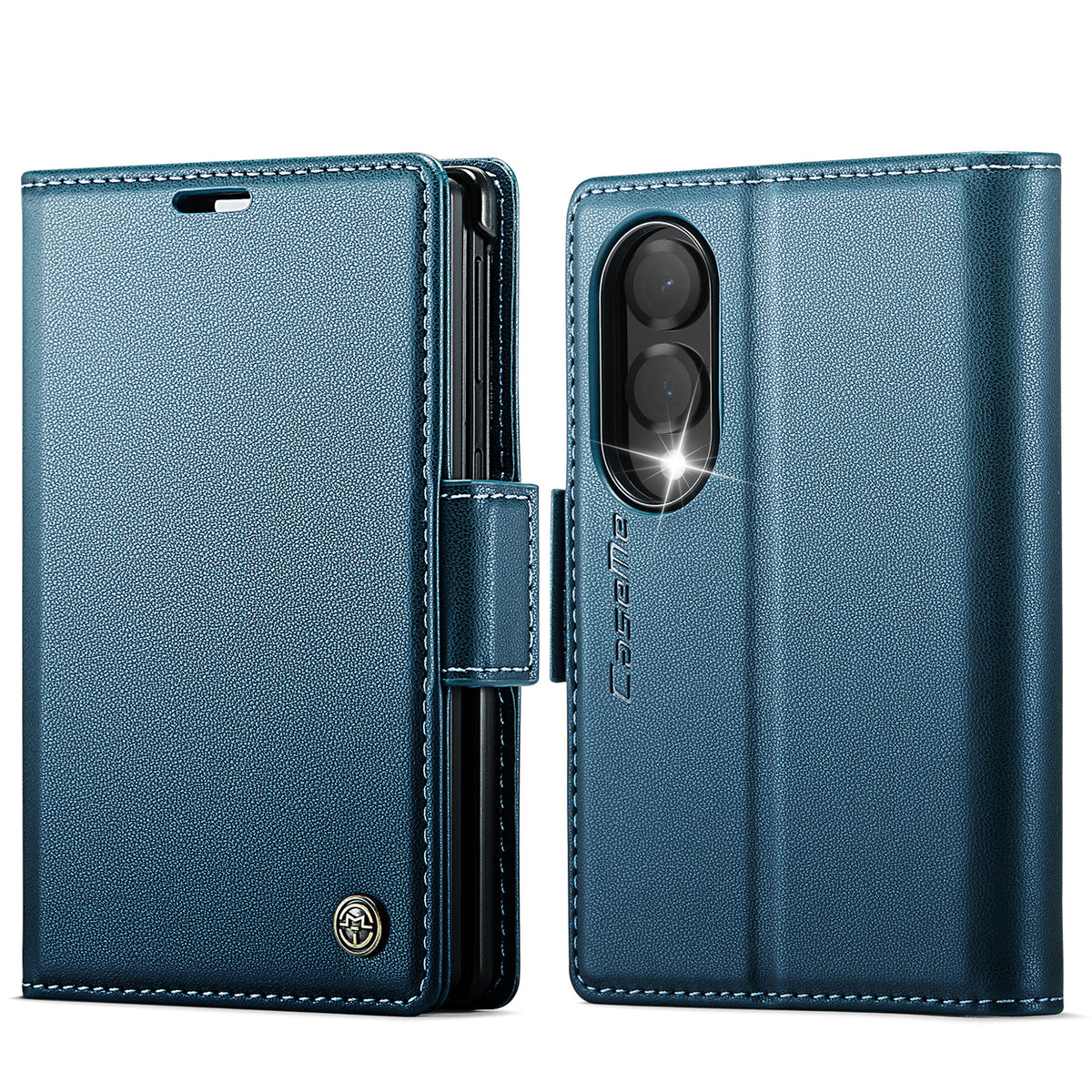 CASEME til Samsung Galaxy Z Fold8 cover 023-serie RFID-blokerende pung stander blank litchi tekstur læder telefoncover