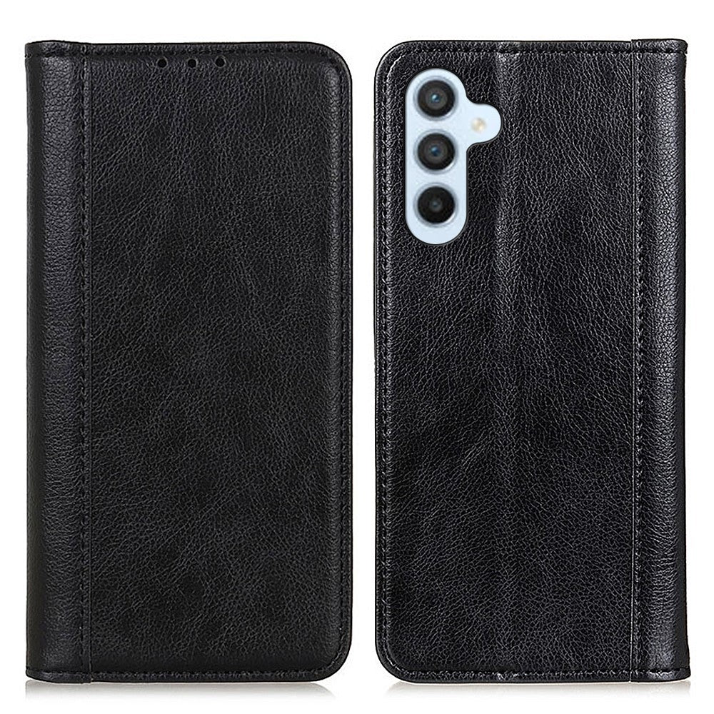 For Samsung Galaxy A34 5G Litchi Texture Split Leather Stand Phone Case Wallet Magnetic Auto-absorbed Shell Protection Cover
