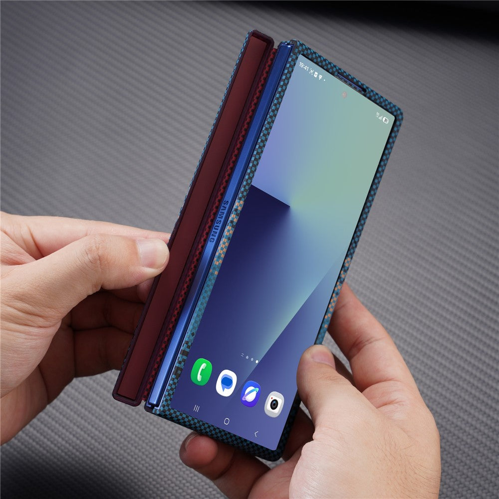 For Samsung Galaxy Z Fold6 5G Magnetic Case with Screen Protector Water Transfer Hard PC Hinge Protection Phone Cover
