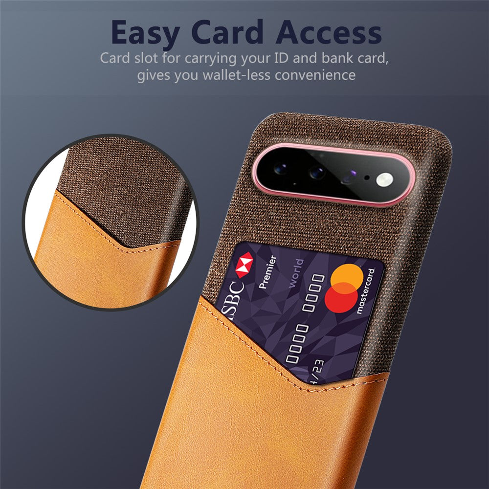 For Google Pixel 11 / 11 Pro Case PU Leather Cloth Texture Hard PC Phone Cover with Card Holder