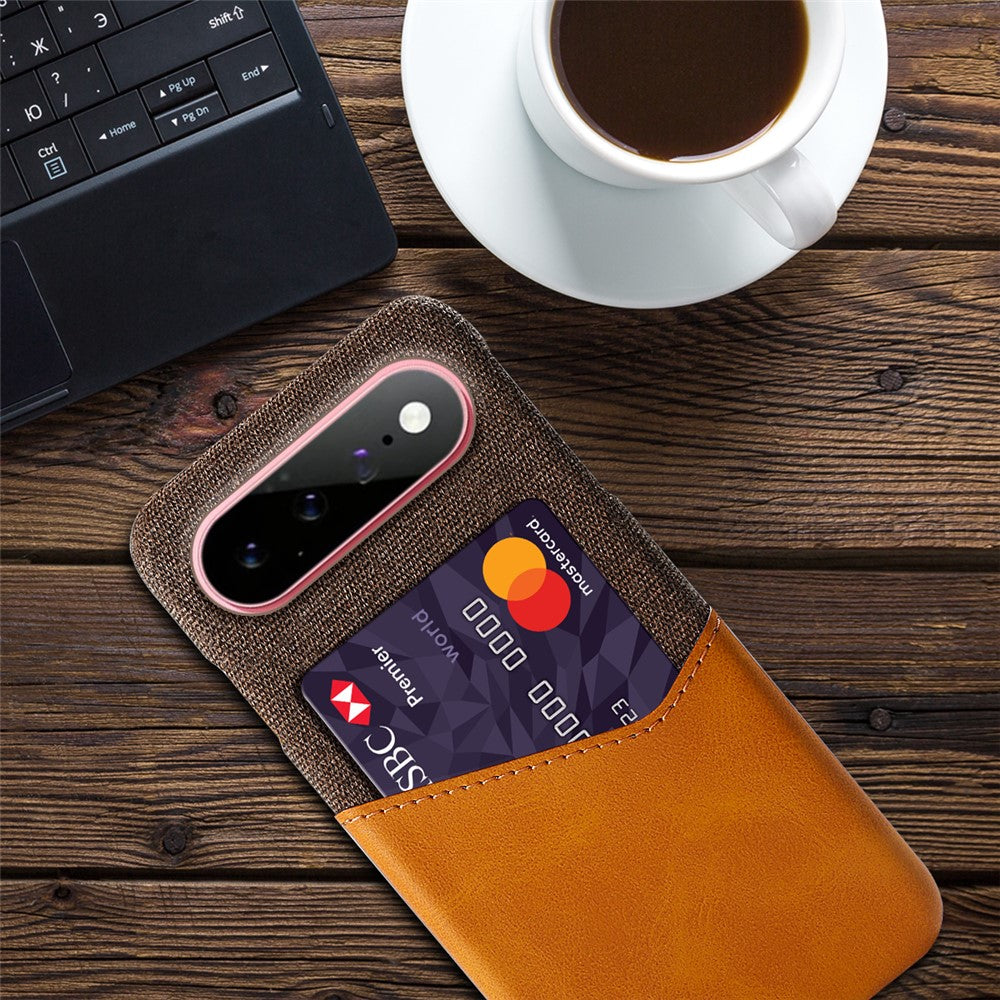 For Google Pixel 11 / 11 Pro Case PU Leather Cloth Texture Hard PC Phone Cover with Card Holder