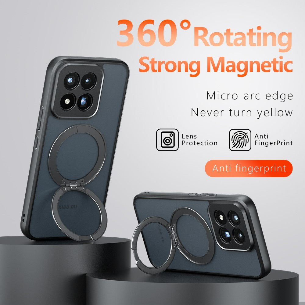 For Xiaomi 17 Max Matte Skin-touch Magnetic Case 360° Rotating Kickstand Shockproof TPU + PC Phone Cover