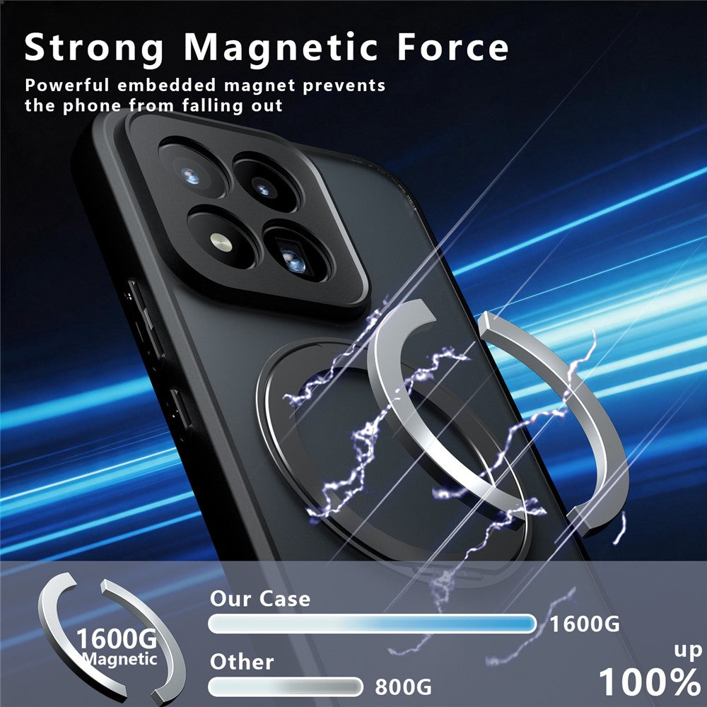For Xiaomi 17 Max Matte Skin-touch Magnetic Case 360° Rotating Kickstand Shockproof TPU + PC Phone Cover