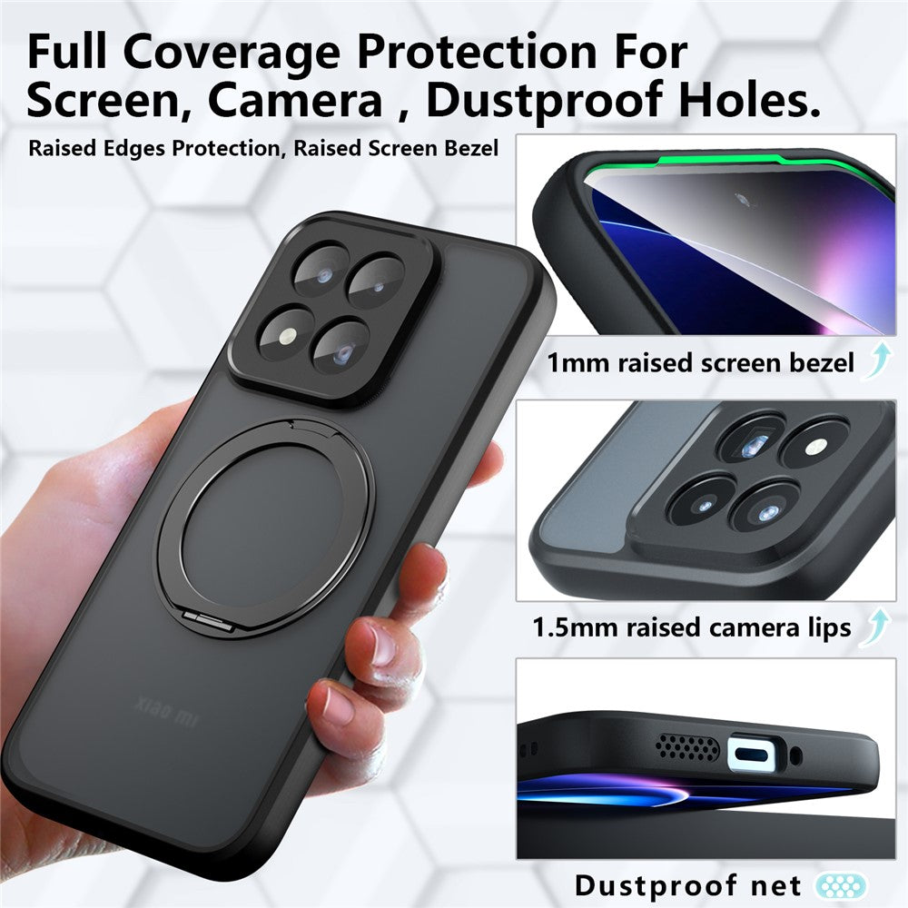 For Xiaomi 17 Max Matte Skin-touch Magnetic Case 360° Rotating Kickstand Shockproof TPU + PC Phone Cover