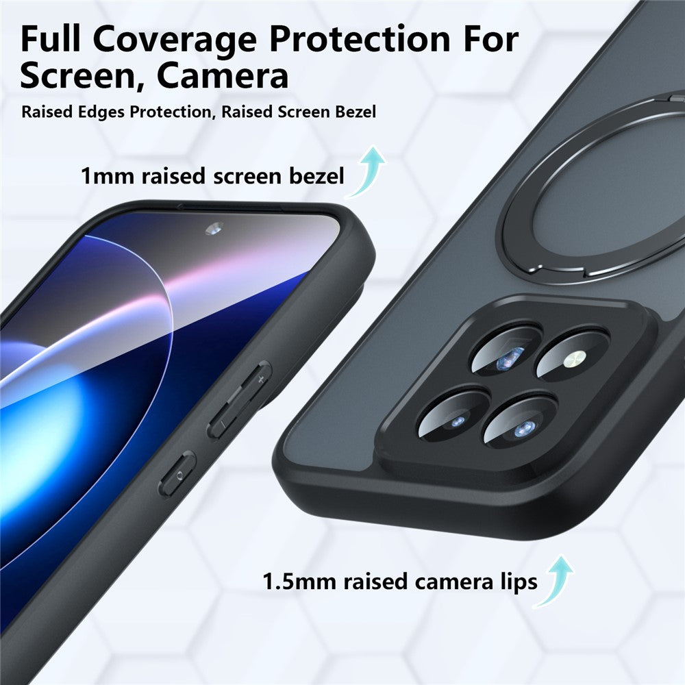 For Xiaomi 17 Max Matte Skin-touch Magnetic Case 360° Rotating Kickstand Shockproof TPU + PC Phone Cover