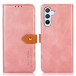 KHAZNEH For Samsung Galaxy A34 5G Cowhide Texture PU Leather Gold Buckle Phone Case Stand Wallet Drop Protection Cover