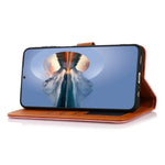 KHAZNEH For Samsung Galaxy A34 5G Cowhide Texture PU Leather Gold Buckle Phone Case Stand Wallet Drop Protection Cover
