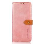 KHAZNEH For Samsung Galaxy A34 5G Cowhide Texture PU Leather Gold Buckle Phone Case Stand Wallet Drop Protection Cover