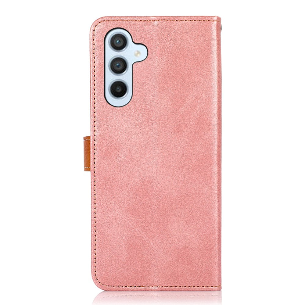 KHAZNEH For Samsung Galaxy A34 5G Cowhide Texture PU Leather Gold Buckle Phone Case Stand Wallet Drop Protection Cover