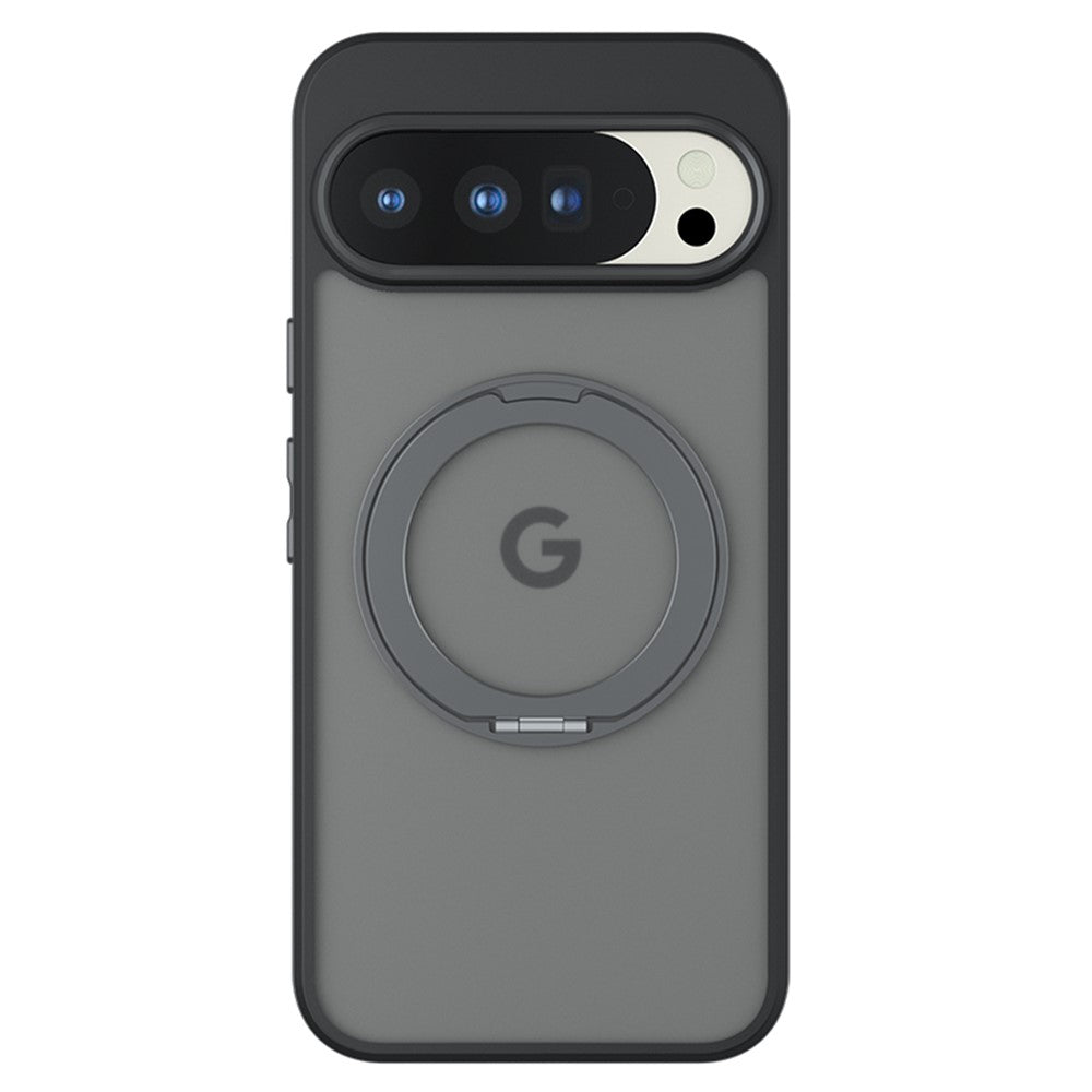 Til Google Pixel 10 Pro XL Mat Skin-touch Magnetisk Cover 360° Roterbart Støtteben Stødsikkert TPU + PC Telefoncover