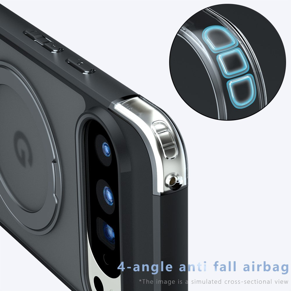 Til Google Pixel 10 Pro XL Mat Skin-touch Magnetisk Cover 360° Roterbart Støtteben Stødsikkert TPU + PC Telefoncover