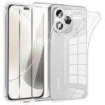 For Honor 400 Lite 5G Case TPU Clear Phone Cover + 2PCS Tempered Glass Screen Film 2.5D Arc Edge