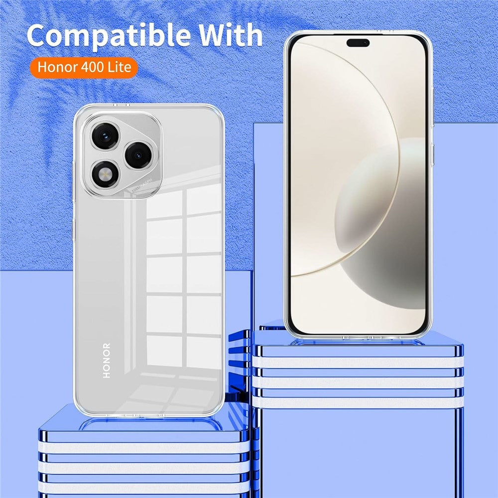 For Honor 400 Lite 5G Case TPU Clear Phone Cover + 2PCS Tempered Glass Screen Film 2.5D Arc Edge