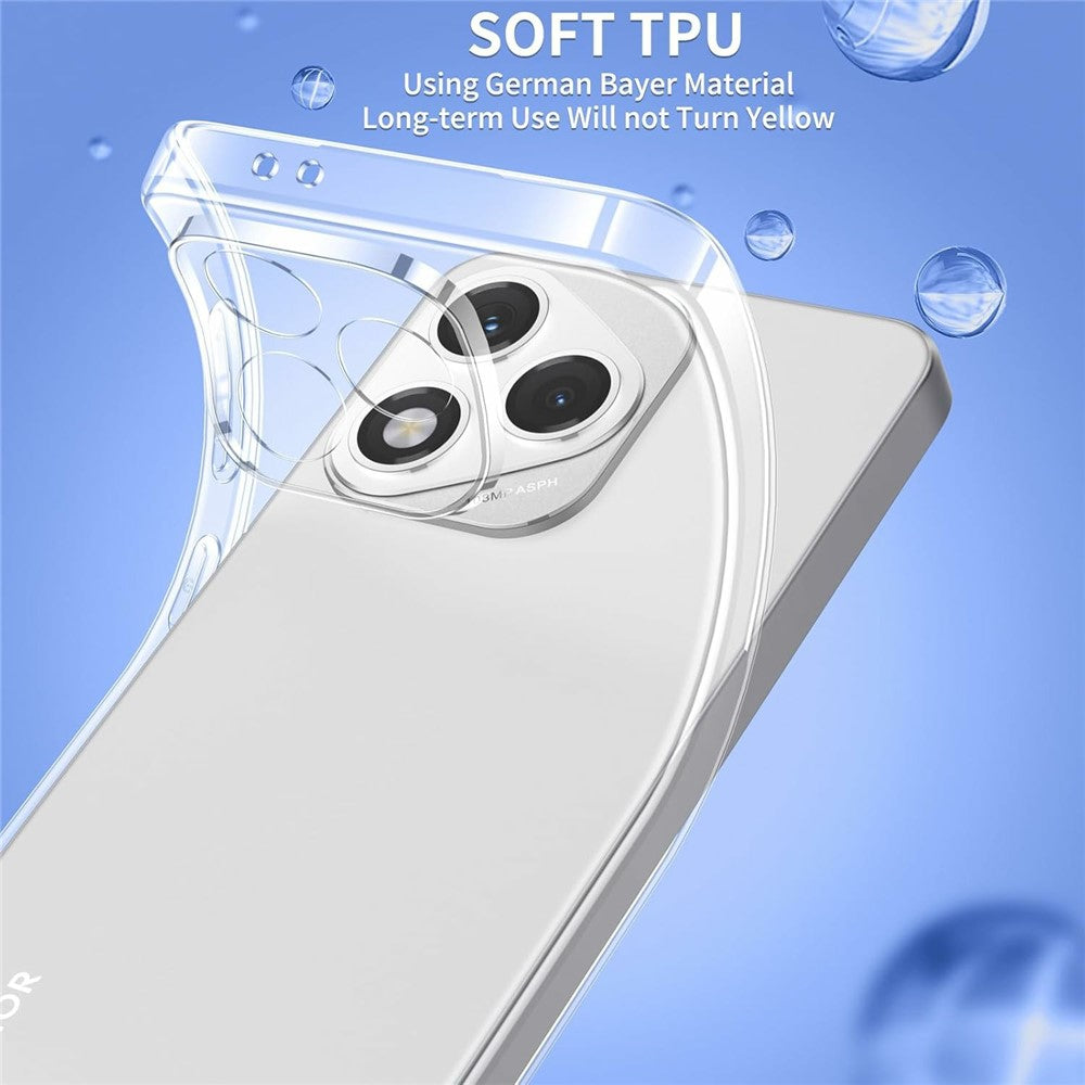 For Honor 400 Lite 5G Case TPU Clear Phone Cover + 2PCS Tempered Glass Screen Film 2.5D Arc Edge