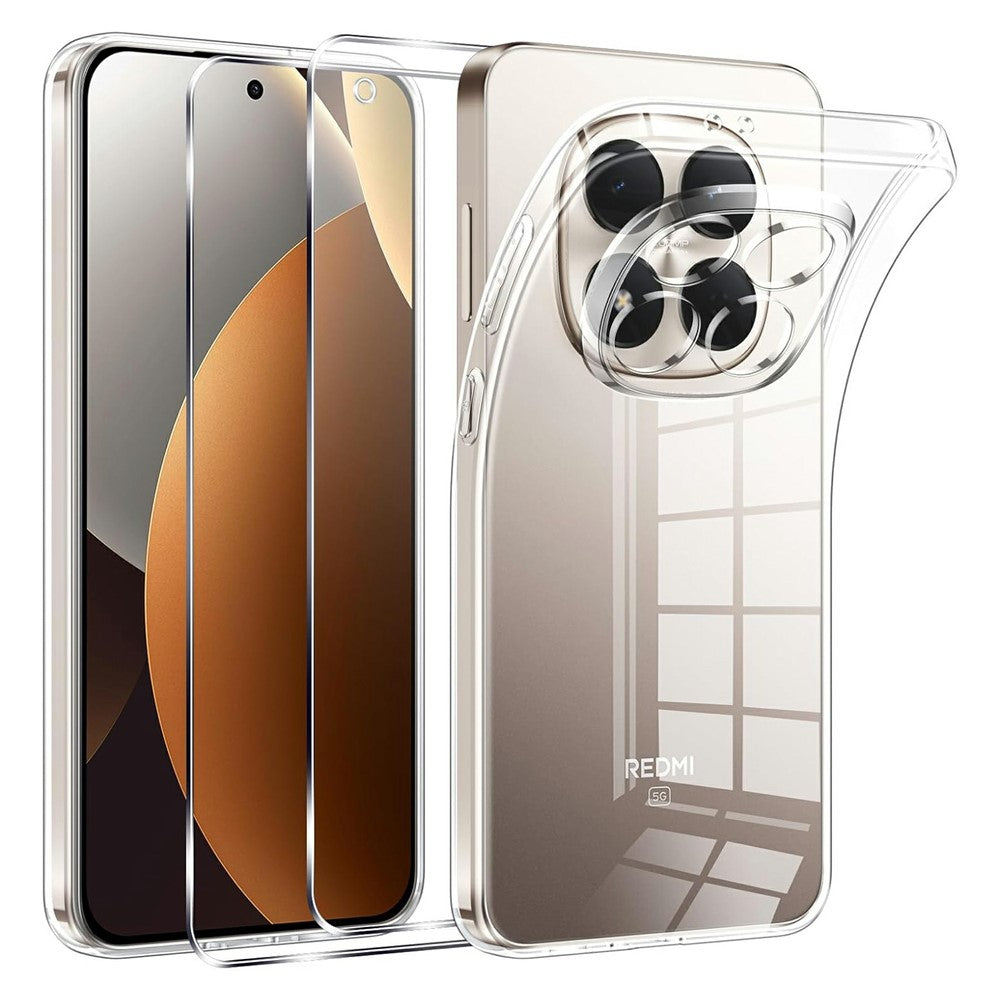 For Xiaomi Redmi Note 15 Pro 5G (Global) Case TPU Clear Phone Cover + 2PCS Tempered Glass Screen Film 2.5D Arc Edge