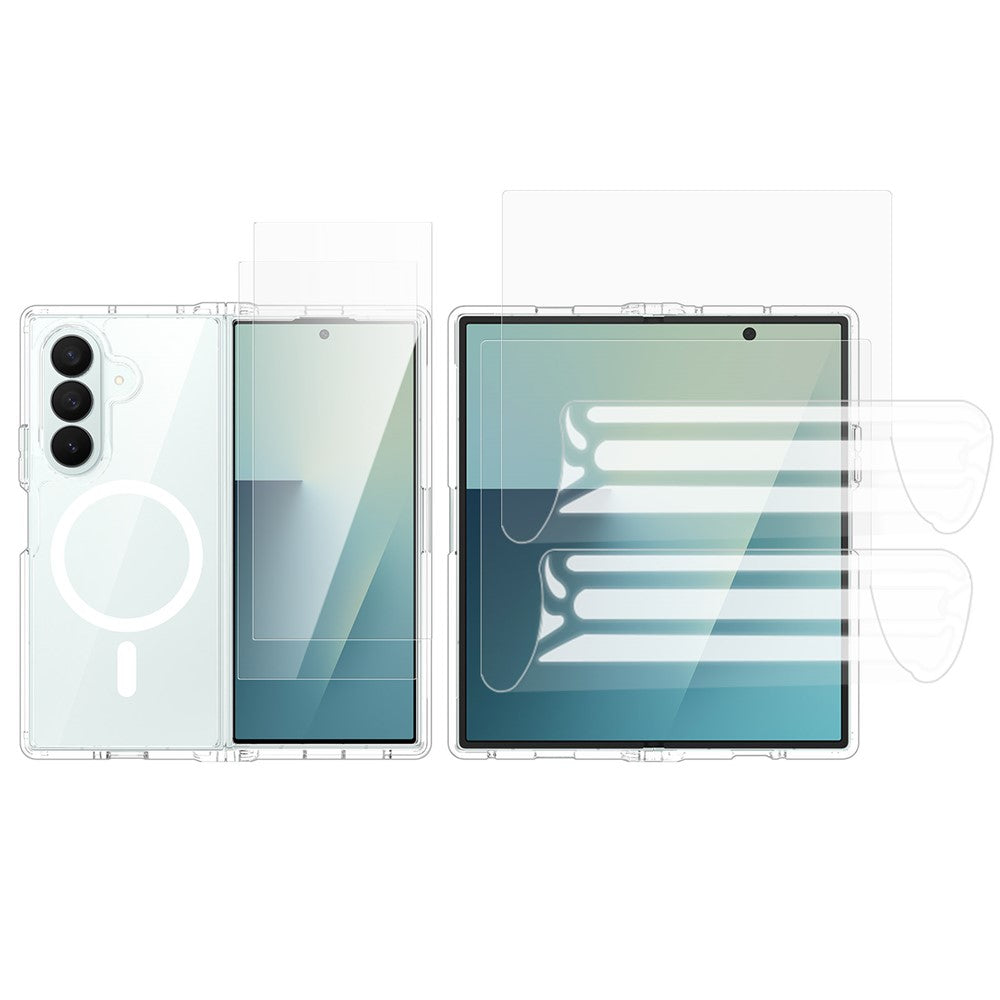For Samsung Galaxy Z Fold8 Ultra Magnetic Case PC + TPU Clear Phone Cover with 2Pcs Outer Screen Tempered Glass Film + 2Pcs Inner Screen Hydrogel Film