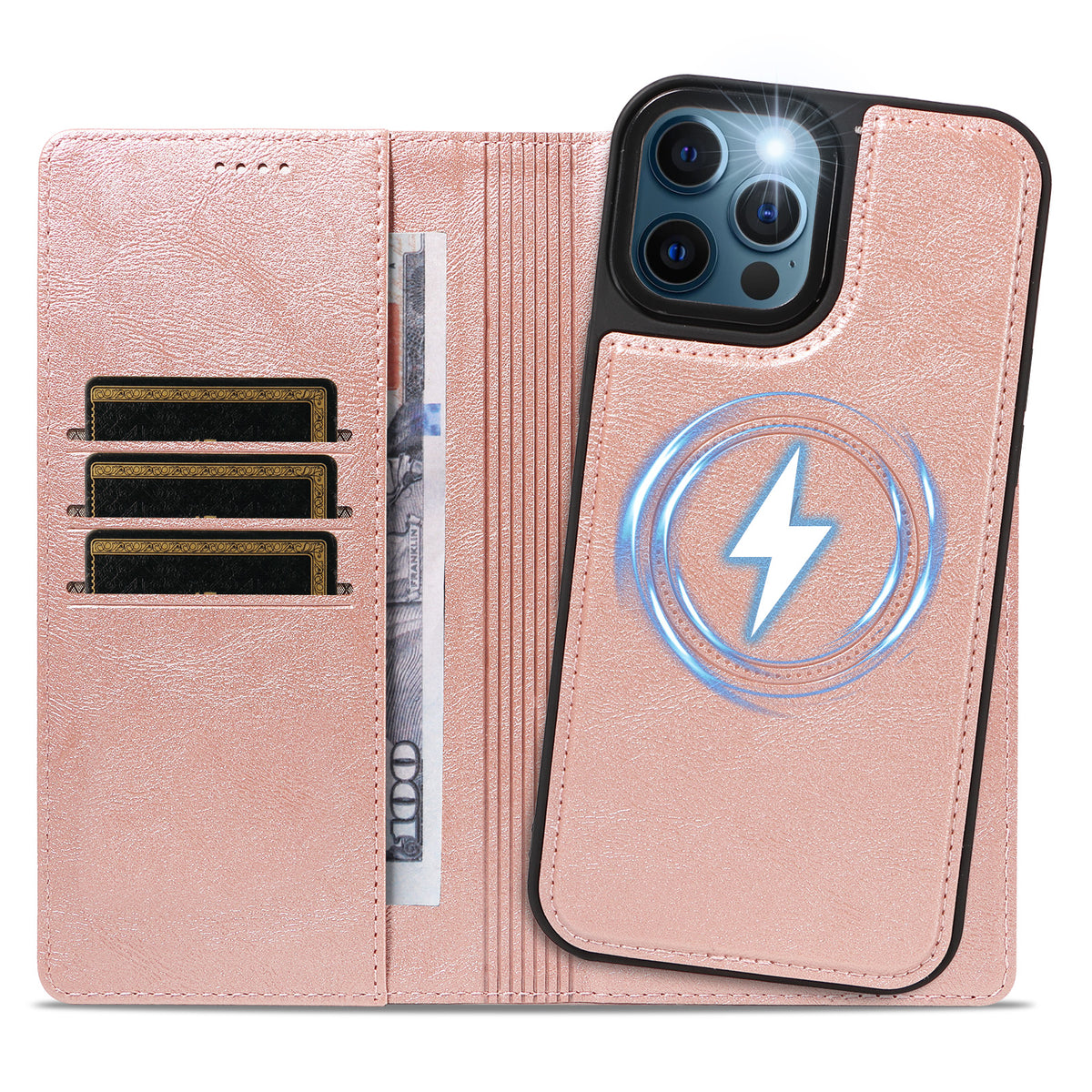 For iPhone 12 Pro Max Magnetic Case Detachable 2 in 1 Leather Wallet Phone Cover