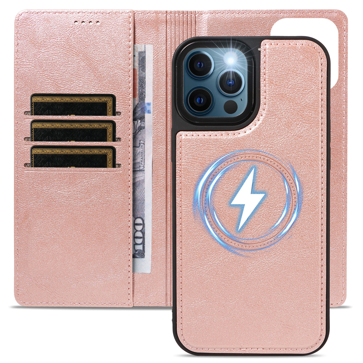 For iPhone 12 Pro Max Magnetic Case Detachable 2 in 1 Leather Wallet Phone Cover