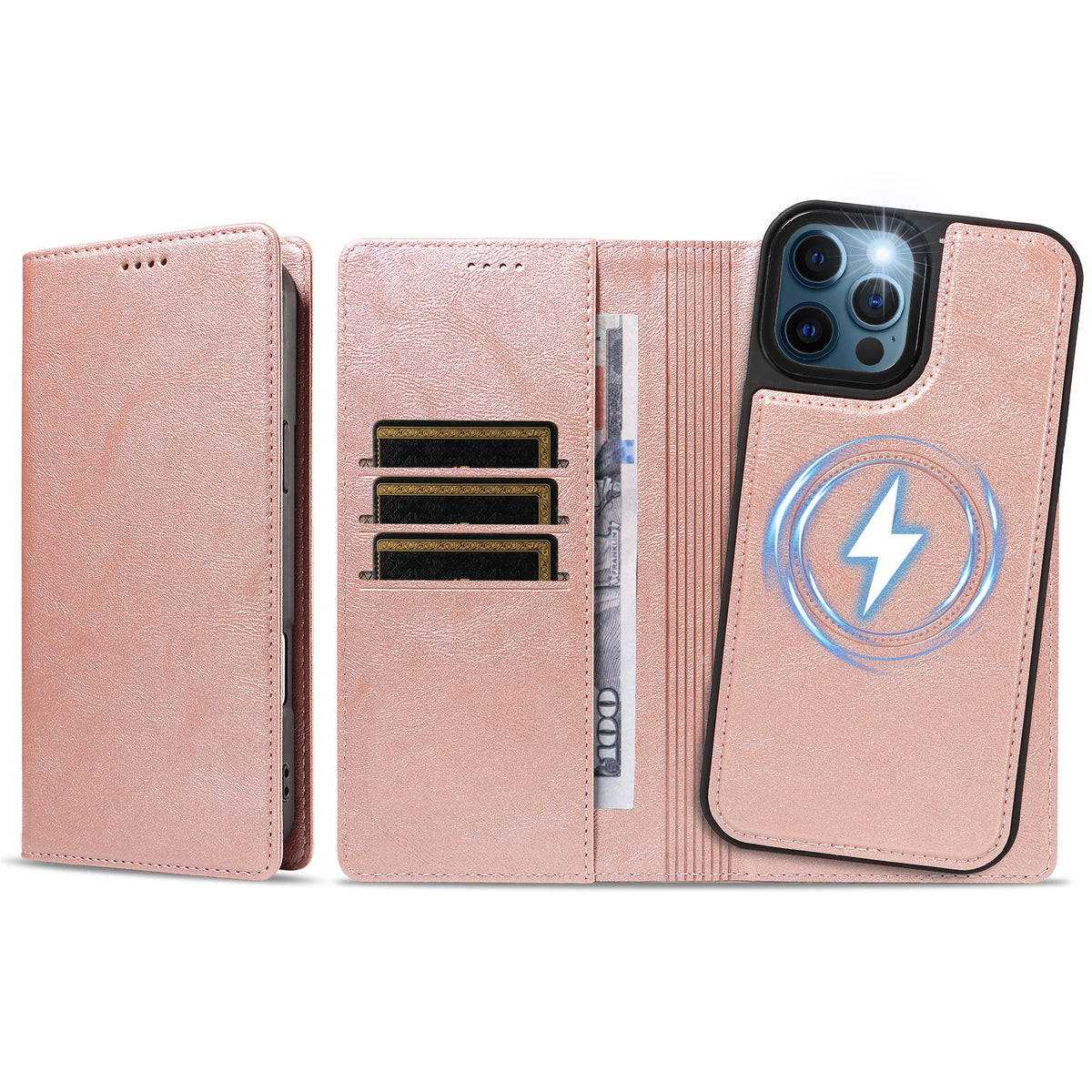 For iPhone 12 Pro Max Magnetic Case Detachable 2 in 1 Leather Wallet Phone Cover