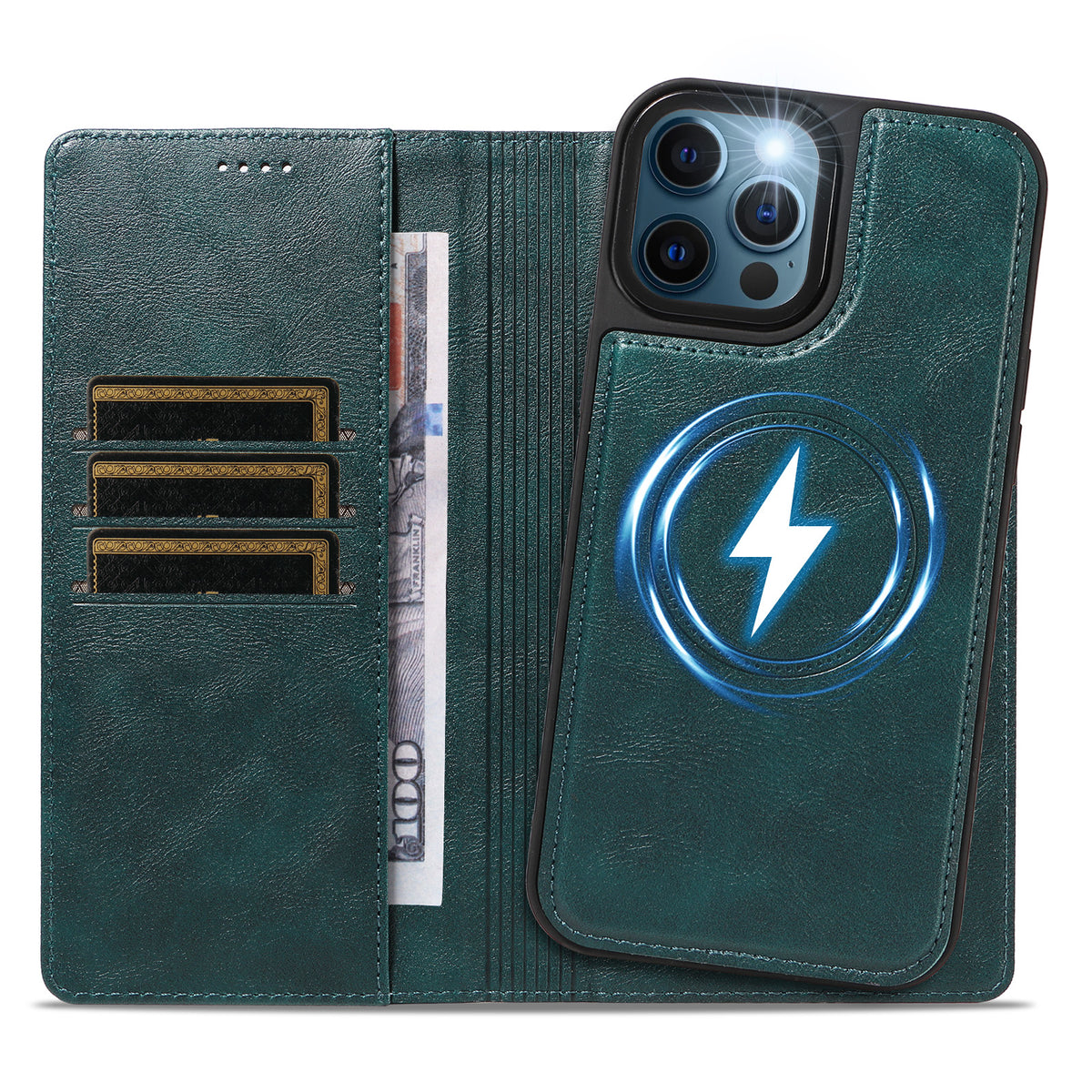 For iPhone 12 Pro Max Magnetic Case Detachable 2 in 1 Leather Wallet Phone Cover