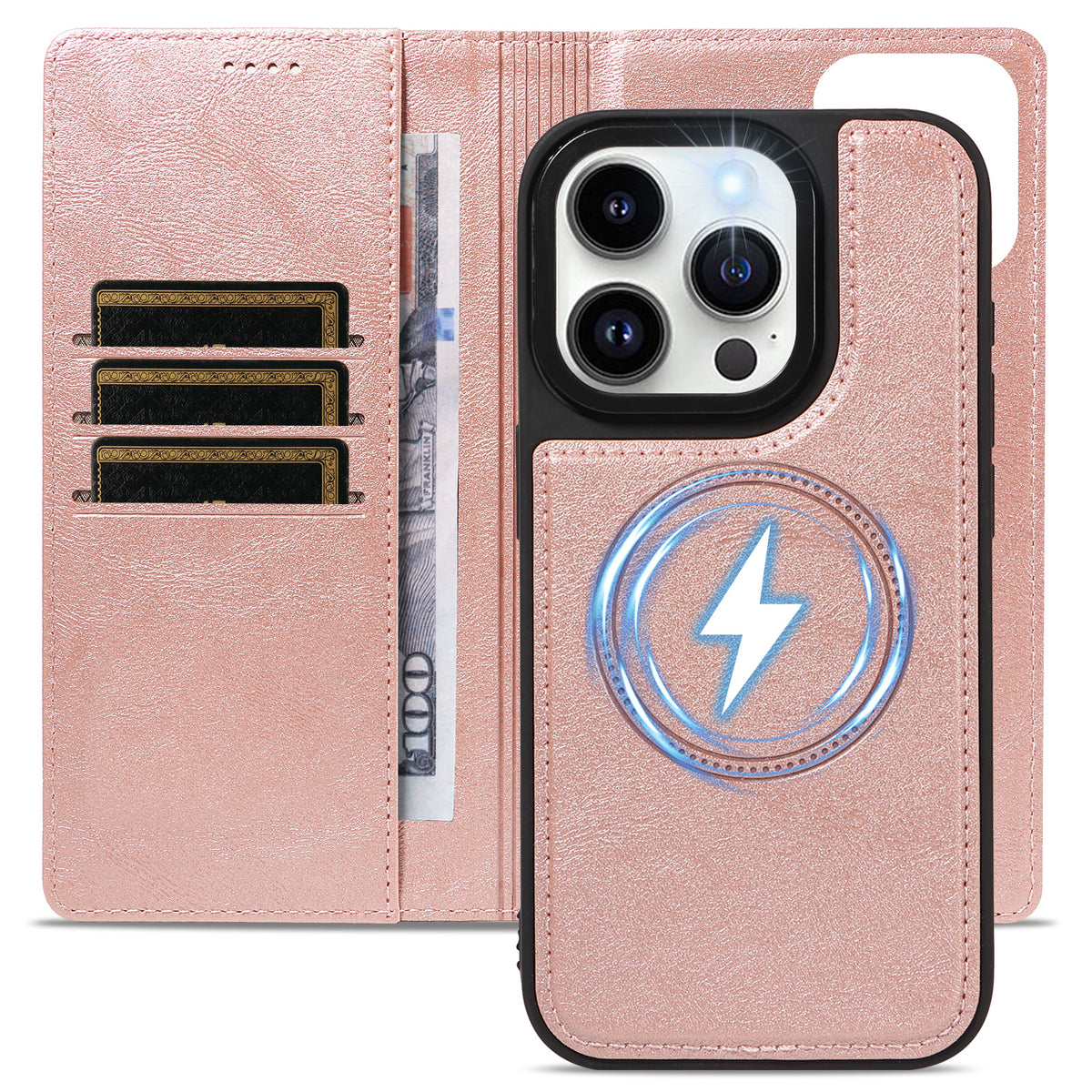 Til iPhone 14 Pro Magnetisk Etui Aftagelig 2-i-1 Læder Pung Telefoncover