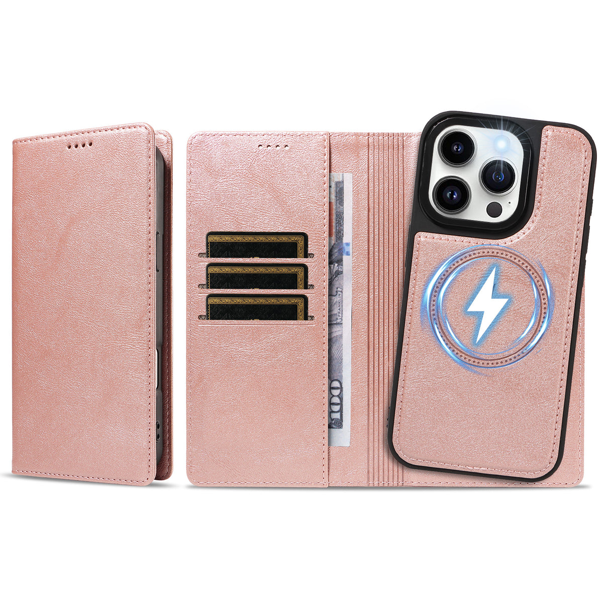 Til iPhone 14 Pro Magnetisk Etui Aftagelig 2-i-1 Læder Pung Telefoncover