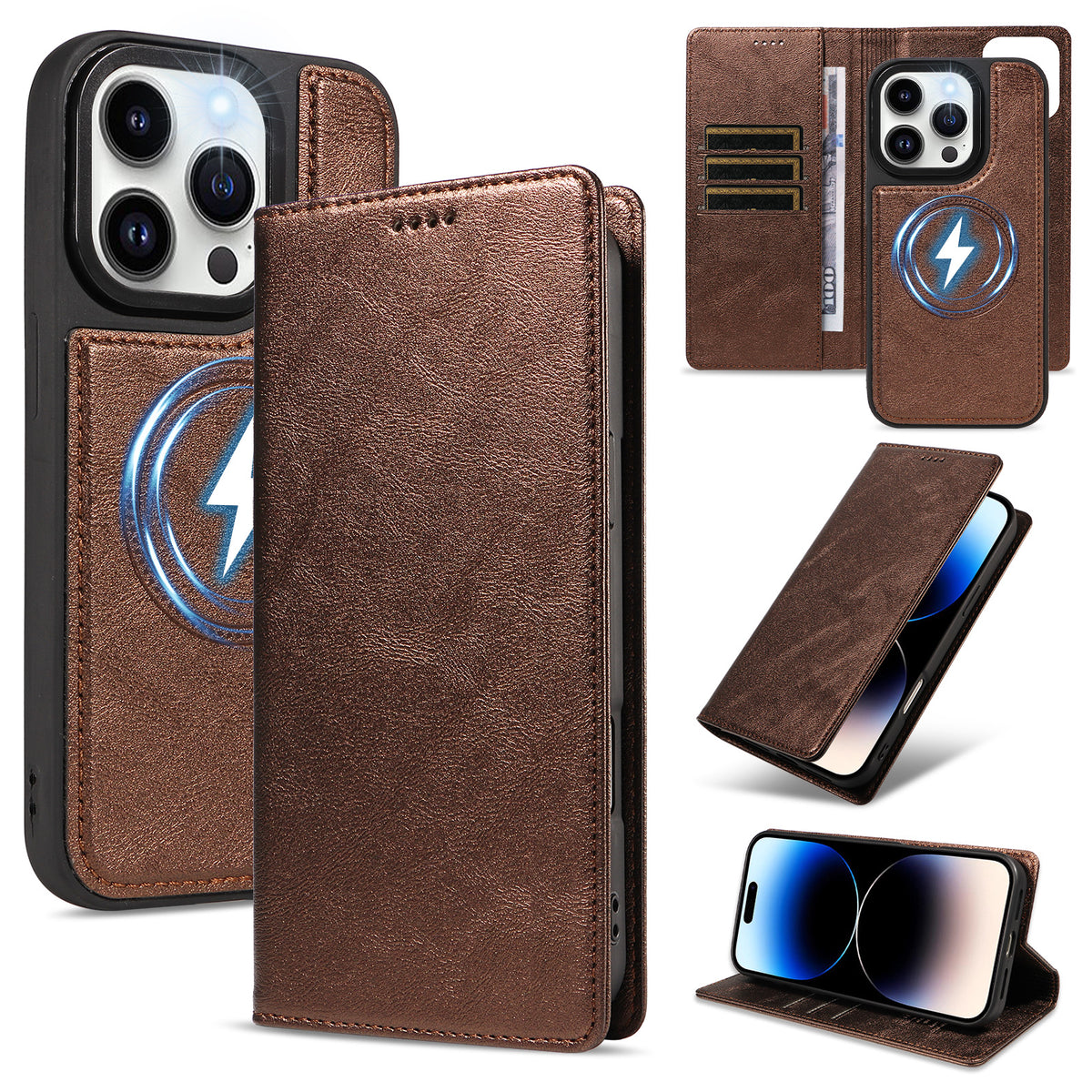 Til iPhone 14 Pro Magnetisk Etui Aftagelig 2-i-1 Læder Pung Telefoncover