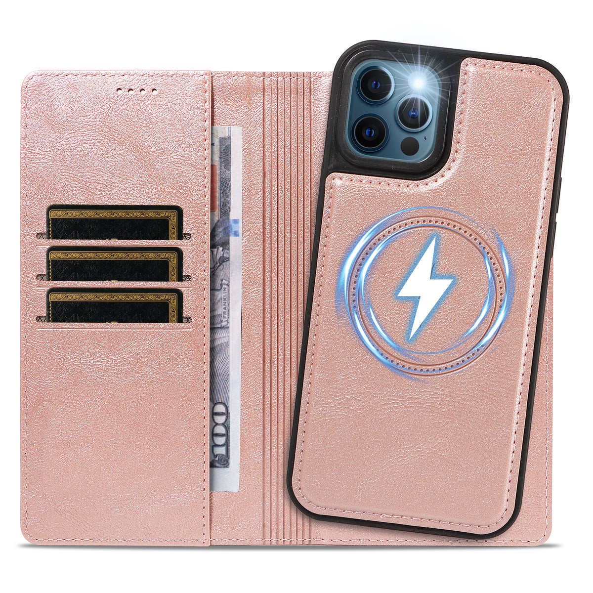 For iPhone 12 Pro / iPhone 12 Magnetic Case Detachable 2 in 1 Leather Wallet Phone Cover