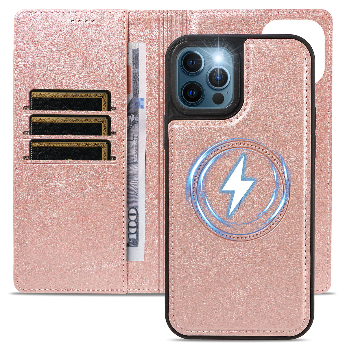 For iPhone 12 Pro / iPhone 12 Magnetic Case Detachable 2 in 1 Leather Wallet Phone Cover
