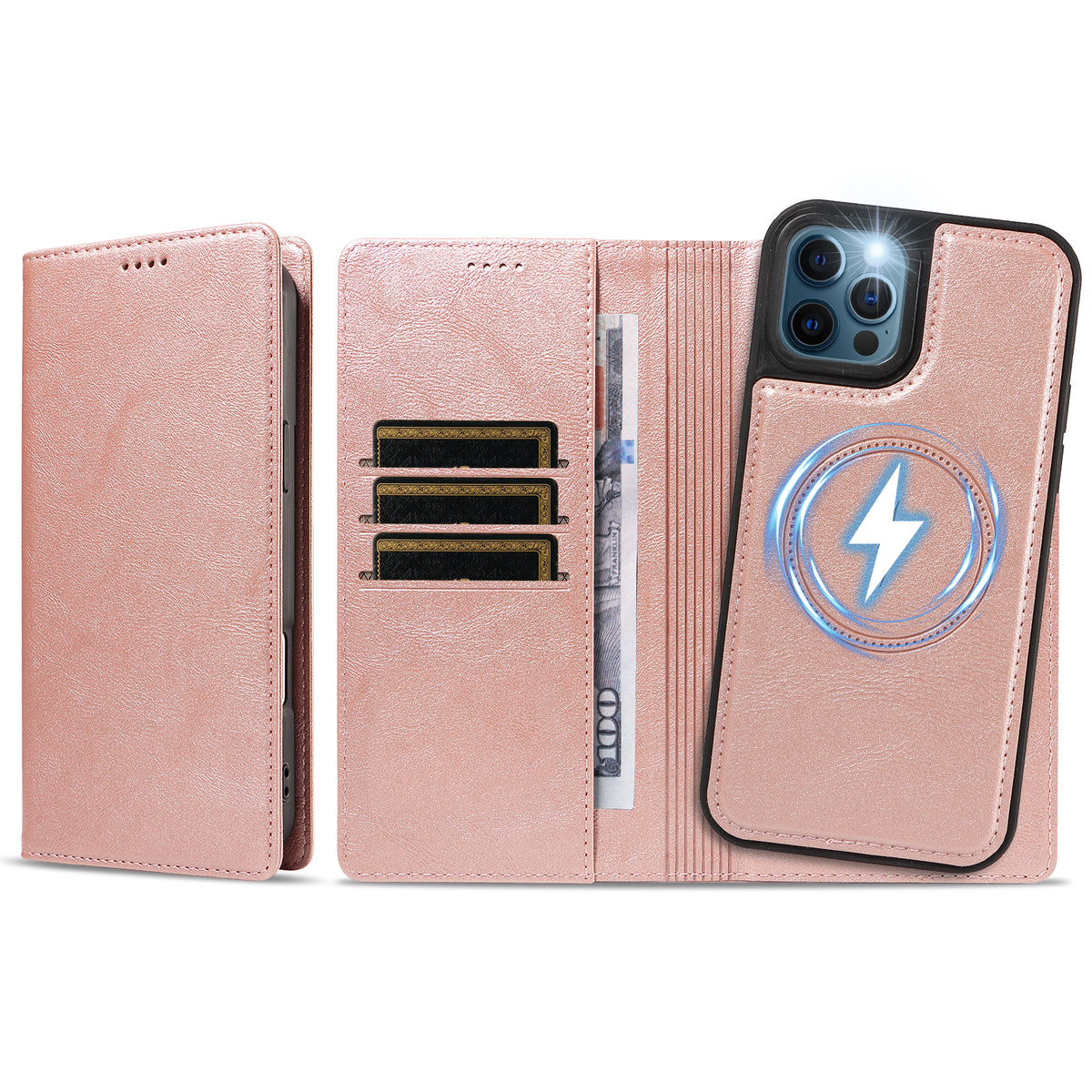 For iPhone 12 Pro / iPhone 12 Magnetic Case Detachable 2 in 1 Leather Wallet Phone Cover