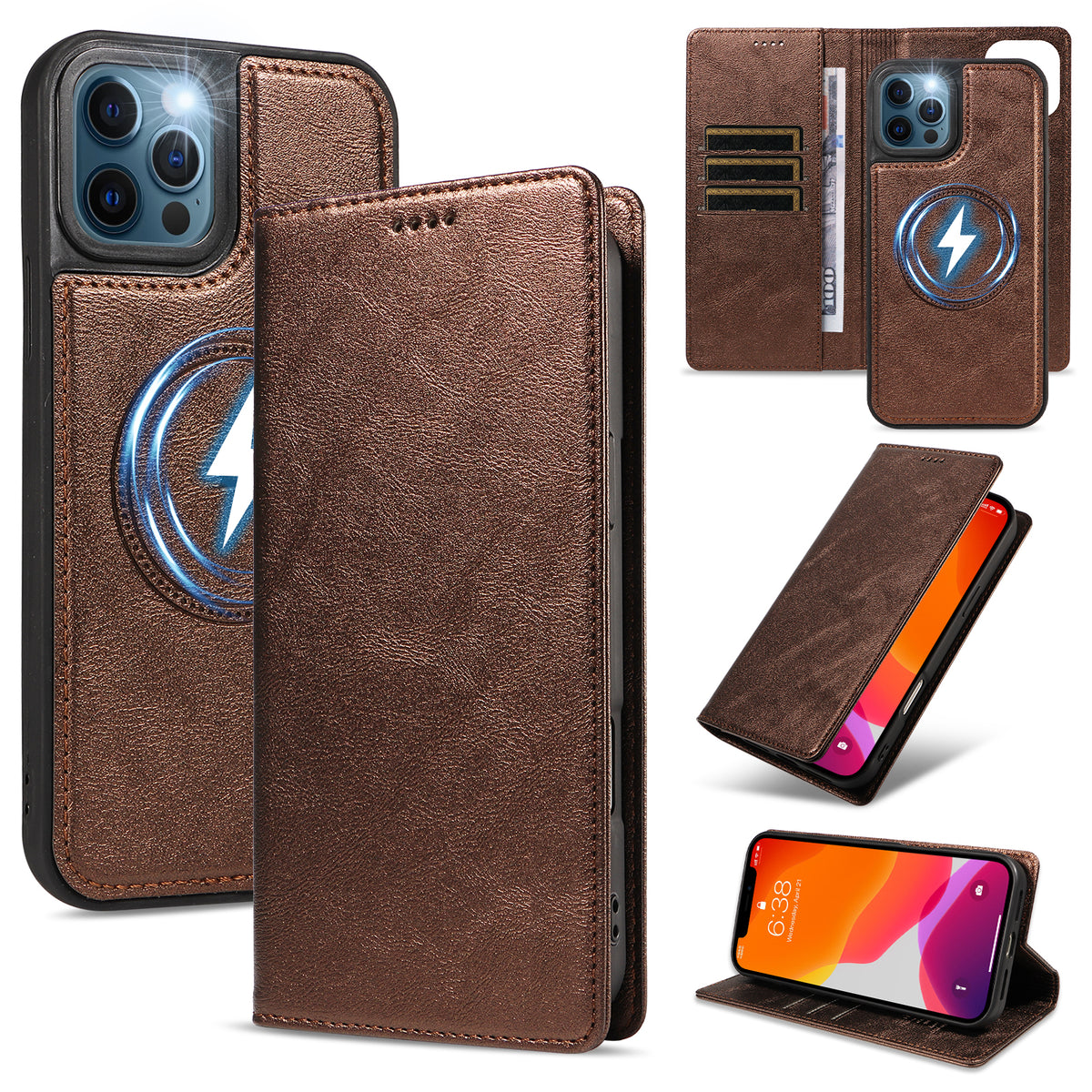 For iPhone 12 Pro / iPhone 12 Magnetic Case Detachable 2 in 1 Leather Wallet Phone Cover