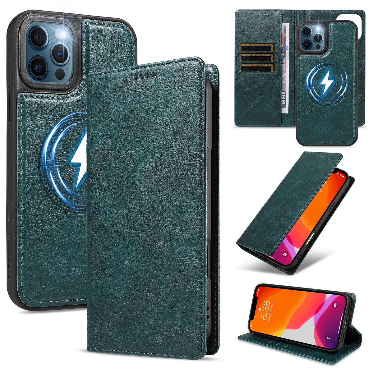 For iPhone 12 Pro / iPhone 12 Magnetic Case Detachable 2 in 1 Leather Wallet Phone Cover