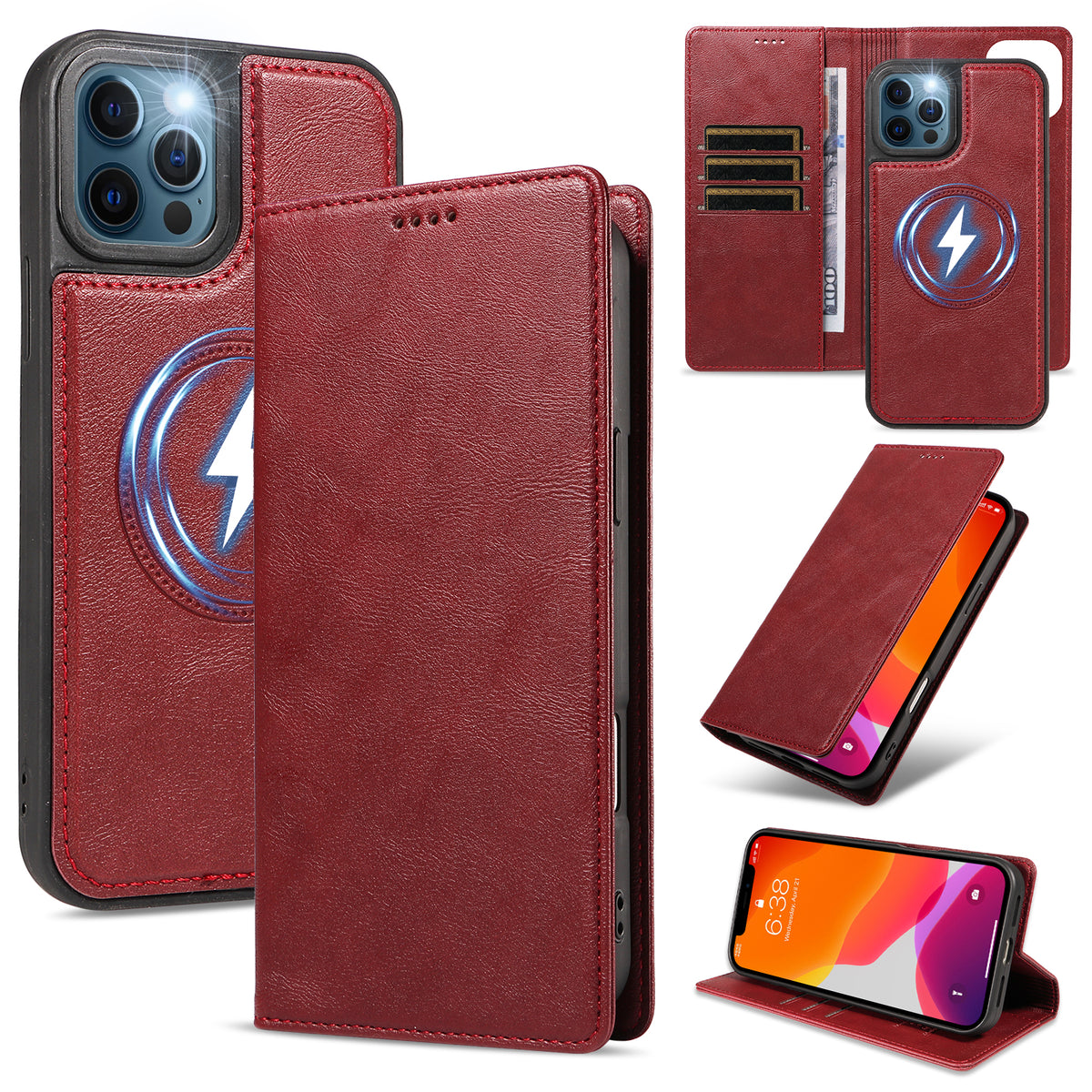 For iPhone 12 Pro / iPhone 12 Magnetic Case Detachable 2 in 1 Leather Wallet Phone Cover